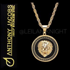 Anthony Jacobs 18K Goldplated & Simulated Diamond Lion Greek Key Mount Necklace